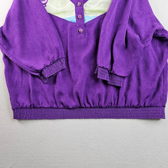 GW Division of Graff Blouse Women Size 2X Purple Floral Western Style Pullover - Picture 6 of 10